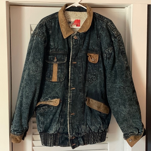 Vintage 90’s Acid Washed Sherpa Lined Denim Jacket - Picture 1 of 7
